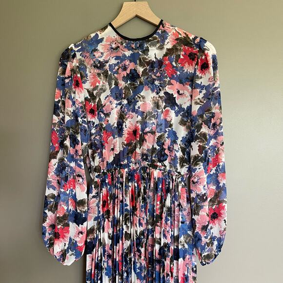 NWT Misa Los Angeles Juliana Dress Size XS Floral Pleated Chiffon Colorful Sheer - Picture 7 of 16